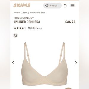 Skims Unlined Demi Bra